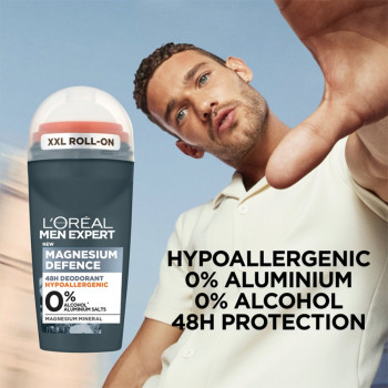 L'Oréal Men Expert Roll-On Magnésium Défense 48H - 0% Alcohol & Aluminium - 50 ml -