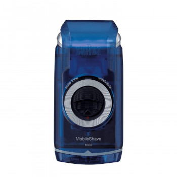 Braun MobileShave Rasoir M-60 avec capuchon rotatif, bleu transparent