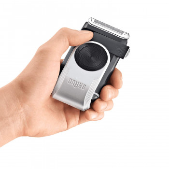 Braun MobileShave Rasoir M-60 avec capuchon rotatif, bleu transparent