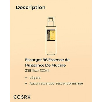 COSRX ESSENCE AVANCÉE DE MUCINE D'ESCARGOT 96 - 100 ML -