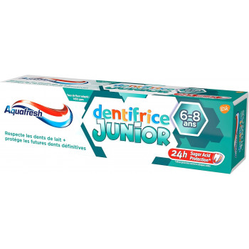 Aquafresh Dentifrice Junior, Pour les Enfants Entre 6 et 8 Ans, Protege les Dents En Croissance, Goût Menthe Douce, 75 ml