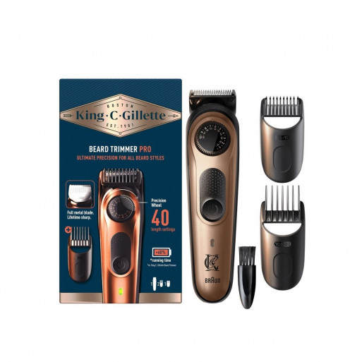 KIng . C . Gilllette Beard Trimmer Pro Tondeuse à barbe, rasoir électrique pour homme + 2 peignes + 1 brosse KIng . C . Gilllette Beard Trimmer Pro Tondeuse à barbe, rasoir électrique pour homme + 2 peignes + 1 brosse