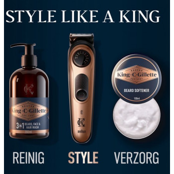 KIng . C . Gilllette Beard Trimmer Pro Tondeuse à barbe, rasoir électrique pour homme + 2 peignes + 1 brosse