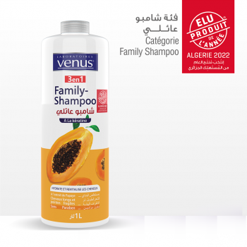 VENUS Family Shampoing 3 en 1 A l’extrait de Papaye et la kératine 1L