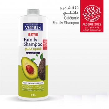 VENUS Family Shampoing 3 en 1 A l’extrait d’avocat et la kératine 1L