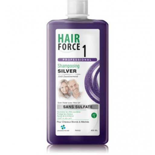 Hair force 1 shampooing silver anti-jaunissement sans sulfate** 400ml Hair force 1 shampooing silver anti-jaunissement sans sulfate** 400ml