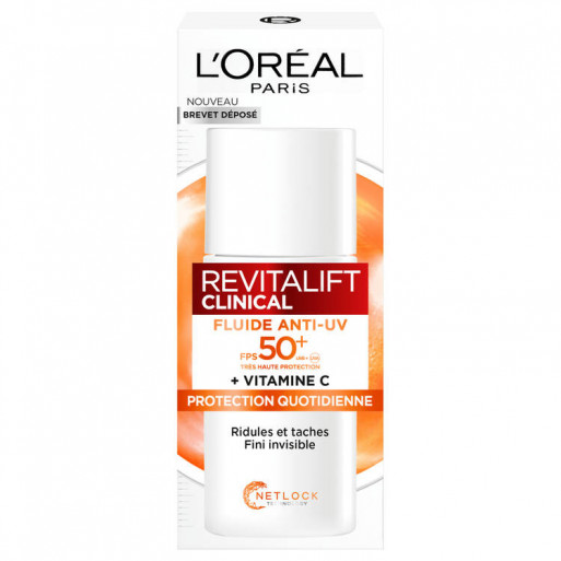 L'OREAL PARIS Revitalift Clinical Fluide Anti-UV Visage Vitamine C Fps 50+ Protection Quotidienne 50 ml L'OREAL PARIS Revitalift Clinical Fluide Anti-UV Visage Vitamine C Fps 50+ Protection Quotidienne 50 ml