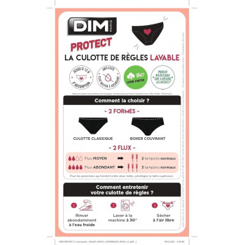 DIM Protect - Culotte Menstruelle Lavable - Noir - Flux MOYEN  - Taille 44/46