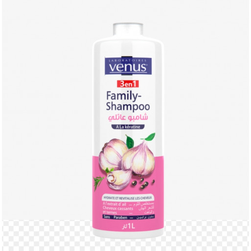 VENUS Family Shampoing 3 en 1A la keratine a l’extrait d’ail 1l VENUS Family Shampoing 3 en 1A la keratine a l’extrait d’ail 1l