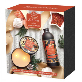 Trésors de l'Orient Rituels Japonais 500 ml Crème de Bain + Bougie Aromatique Coffret Cadeau