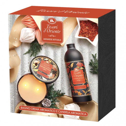 Trésors de l'Orient Rituels Japonais 500 ml Crème de Bain + Bougie Aromatique Coffret Cadeau Trésors de l'Orient Rituels Japonais 500 ml Crème de Bain + Bougie Aromatique Coffret Cadeau