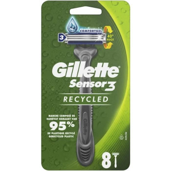 Gillette Sensor3 Recycled Rasoir Jetable, 8 lames, 1 unite