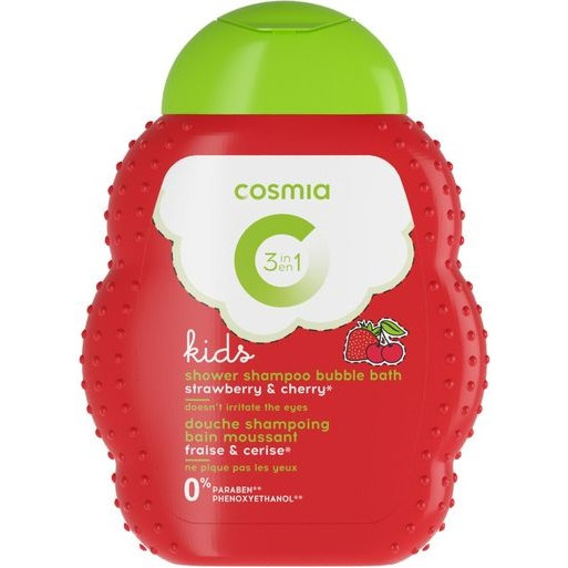 Cosmia KIDS 3 EN 1 DOUCHE SHAMPOING BAIN MOUSSANT FRAISE et CERISE 250 ml