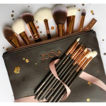 ZOEVA KIT 15 PINCEAUX AVEC UNE TROUSSE ROSE