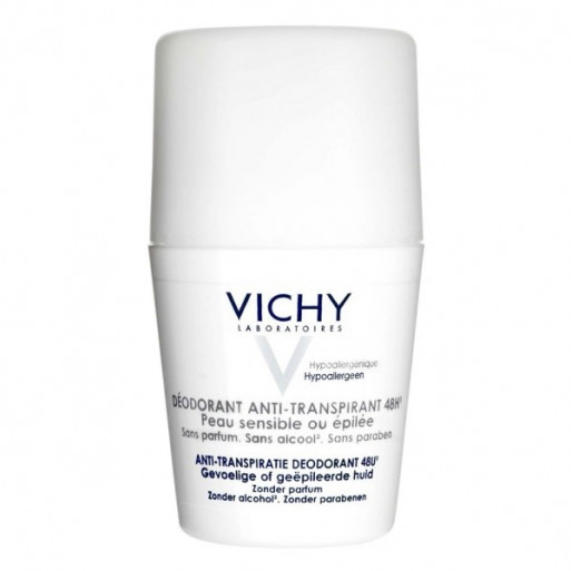 Vichy Déodorant Anti-Transpirant 48H Peaux Sensibles ou Epilées Roll-On 50 ml Vichy Déodorant Anti-Transpirant 48H Peaux Sensibles ou Epilées Roll-On 50 ml
